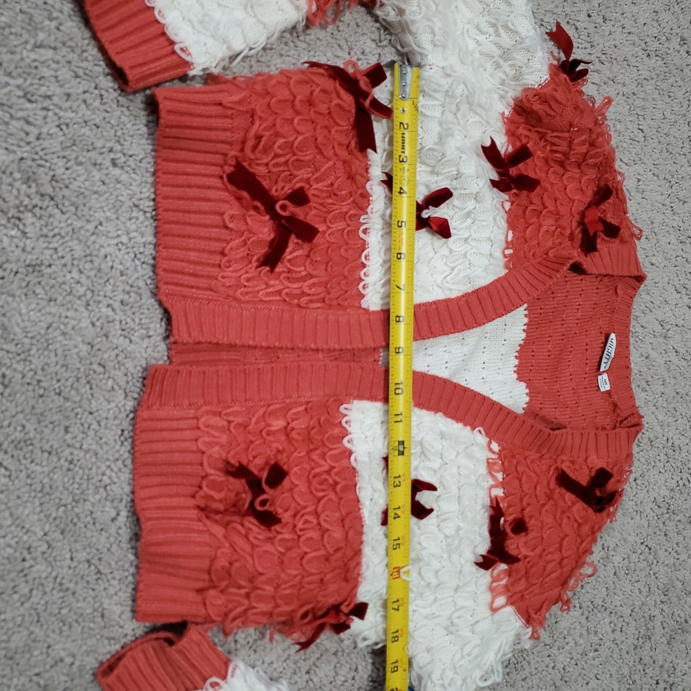 Mighty Fine Red and White Cardigan with Bow Details - Picture 3 of 7